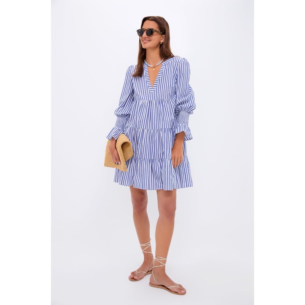 Tuckernuck Pomander Place Kenzo Dress Large Blue White Stripe Coastal Preppy